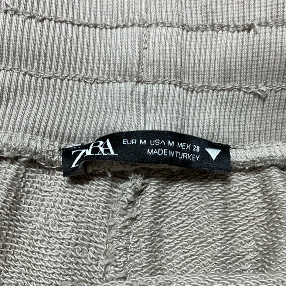 ZARA Grey Cotton French Terry Knit Shorts Drawstring Elasticized Waist US Sz M - Picture 4 of 10